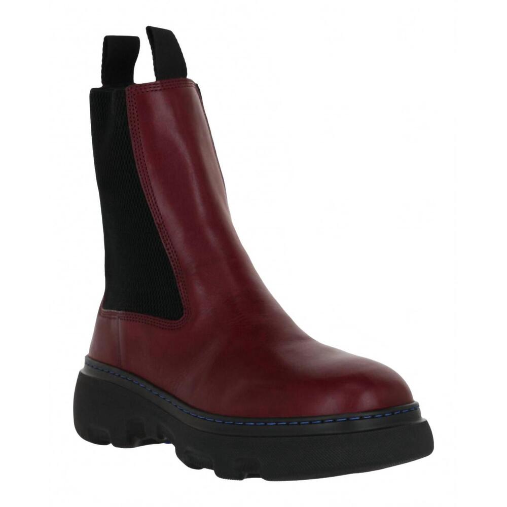 NEW BURBERRY women's creeper chelsea boots in plum - Picture 2 of 4